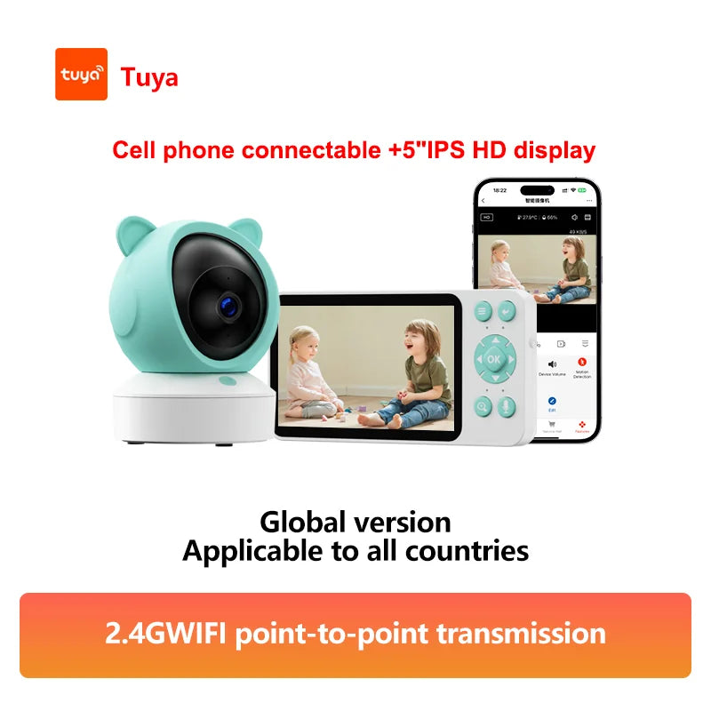5 "Graffiti WiFi Motion Detection APP Remote View 2.4G Wireless Two-way Baby Monitor Night Vision Camera Security Protection