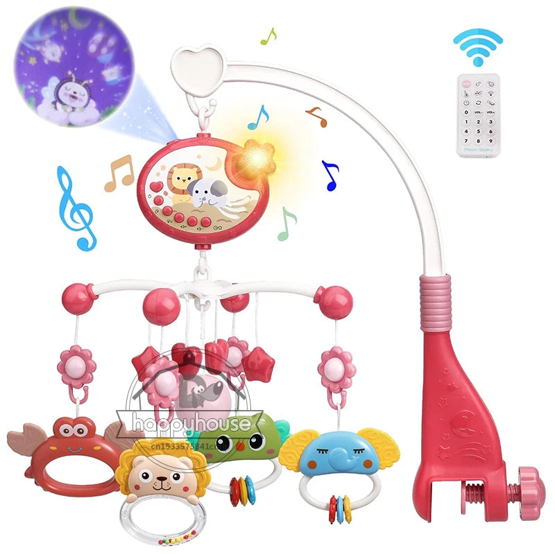 Musical Baby Crib Mobile with Lights Music Projection for Infants Remote Control Crib Toys for Newborn Baby Mobile for Cribs