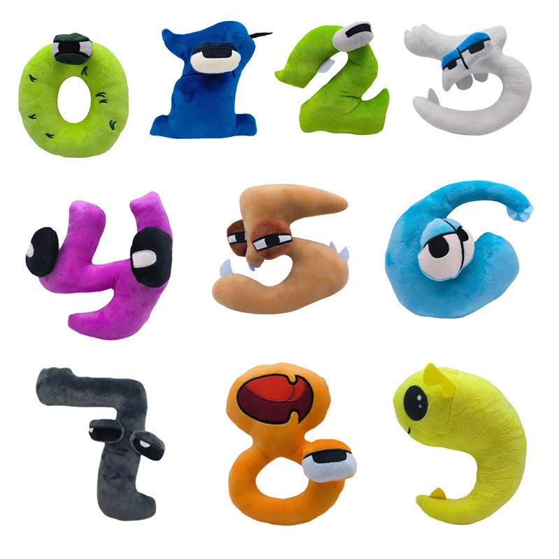 10Pcs 0-9 Number Lore Plush Toy Character Doll Kawaii Stuffed Animal Alphabet Lore Plushie Toys for Children Educational Gifts