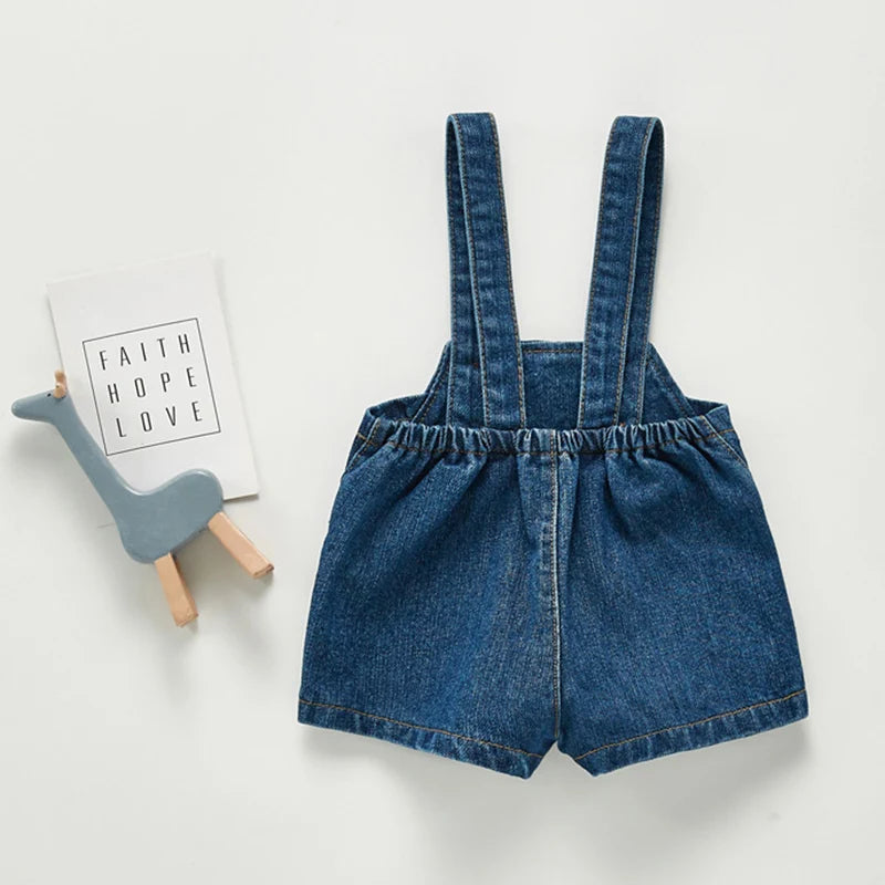 2024 Spring Summer Baby Overalls Boys Girls Denim Overalls New Kids Jumpsuit Fashion Children Denim Shorts Korean Style