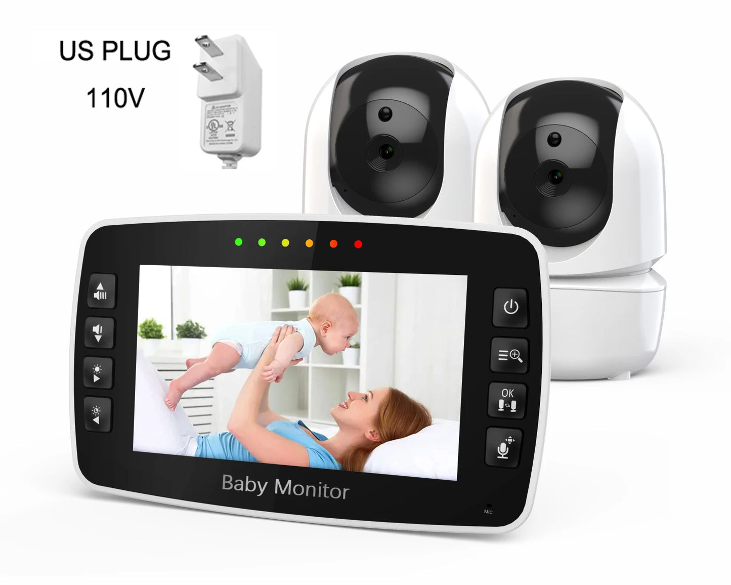 New Baby Monitor Two camera 4.3Inch Wireless With PTZ Camera High Security Camera Night Vision Temperature Monitoring Baby