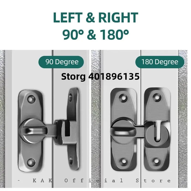 KAK Punch-free Hasp Latch Door Lock Black Cabinet Locks Kids Safety Lock Barn Door Sliding Door Anti-pried Hook Lock Hardware