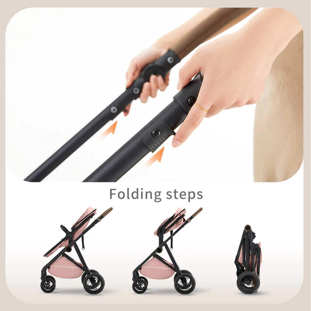 Baby Stroller Pushchair High Landscape Reversible Foldable Portable Stroller Newborn Pram Reclining Baby Carriage