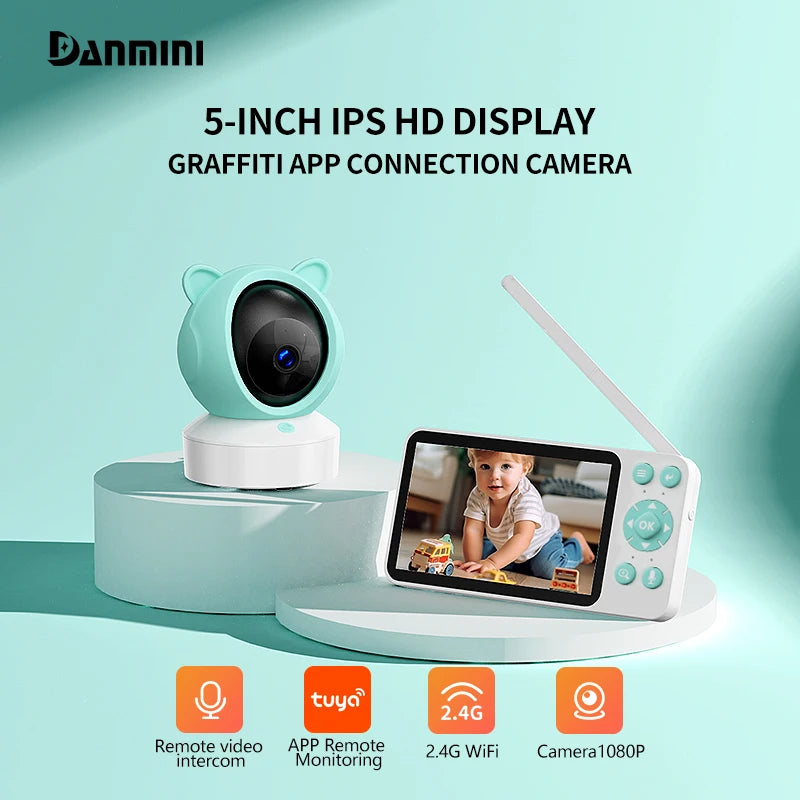 5 "Graffiti WiFi Motion Detection APP Remote View 2.4G Wireless Two-way Baby Monitor Night Vision Camera Security Protection