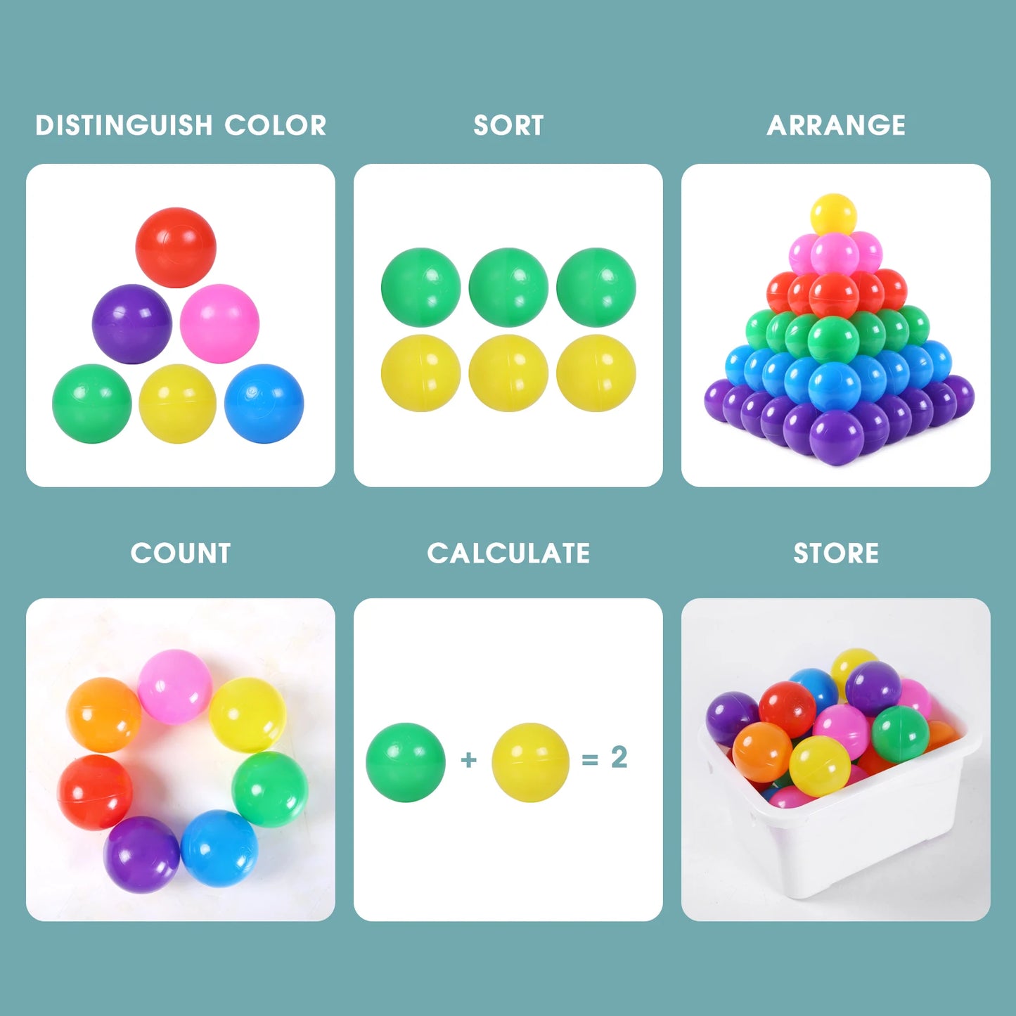 5.5CM 100Pcs/bags Baby Plastic PE Ball Pit Balls Colorful Soft Ocean Ball for Children Kid Play House Tents Outdoor Sport Toys