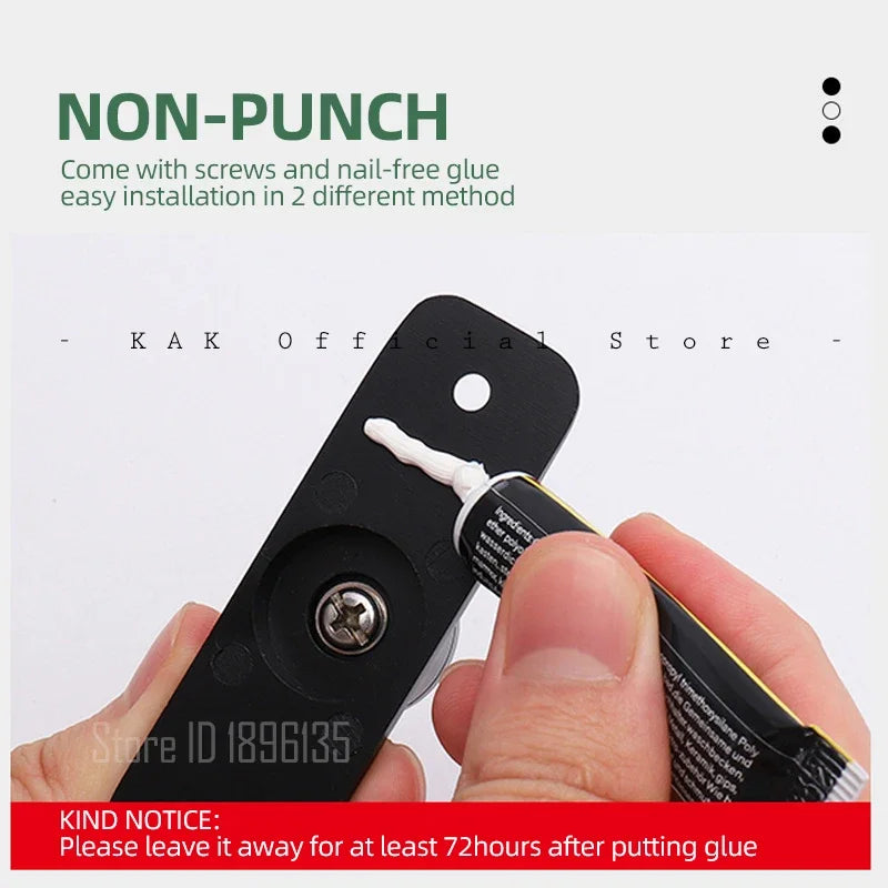 KAK Punch-free Hasp Latch Door Lock Black Cabinet Locks Kids Safety Lock Barn Door Sliding Door Anti-pried Hook Lock Hardware