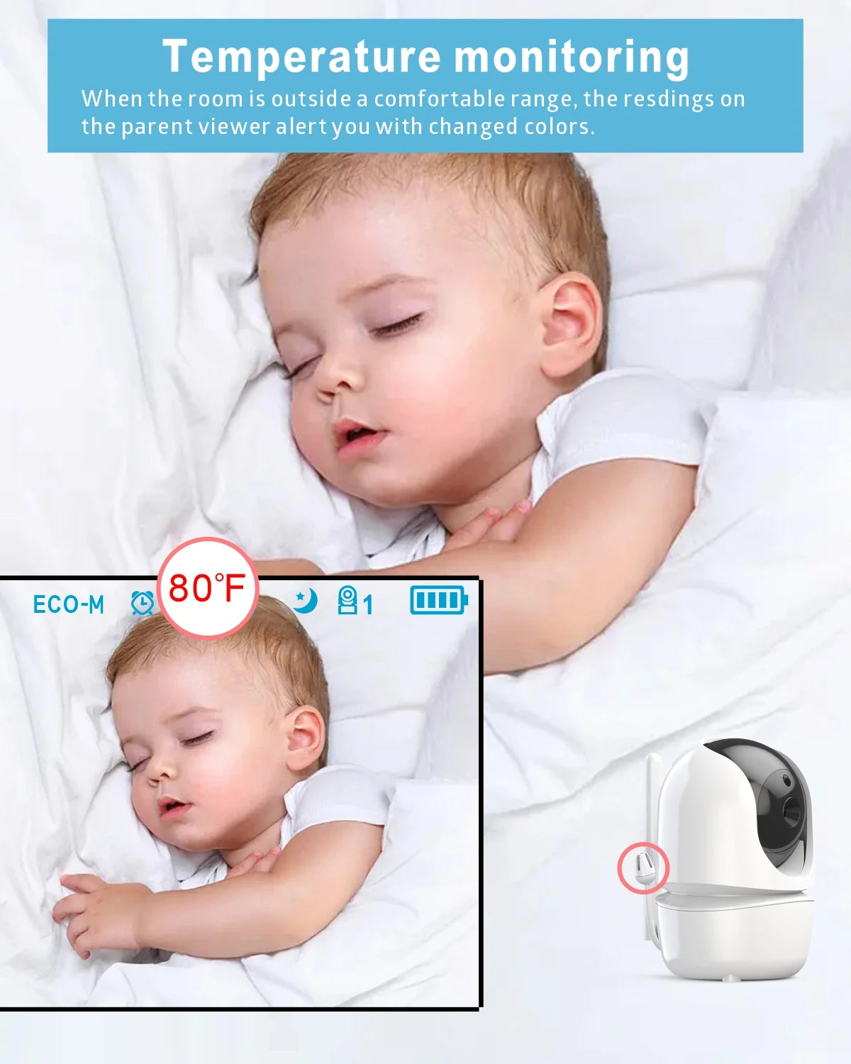 New Baby Monitor Two camera 4.3Inch Wireless With PTZ Camera High Security Camera Night Vision Temperature Monitoring Baby