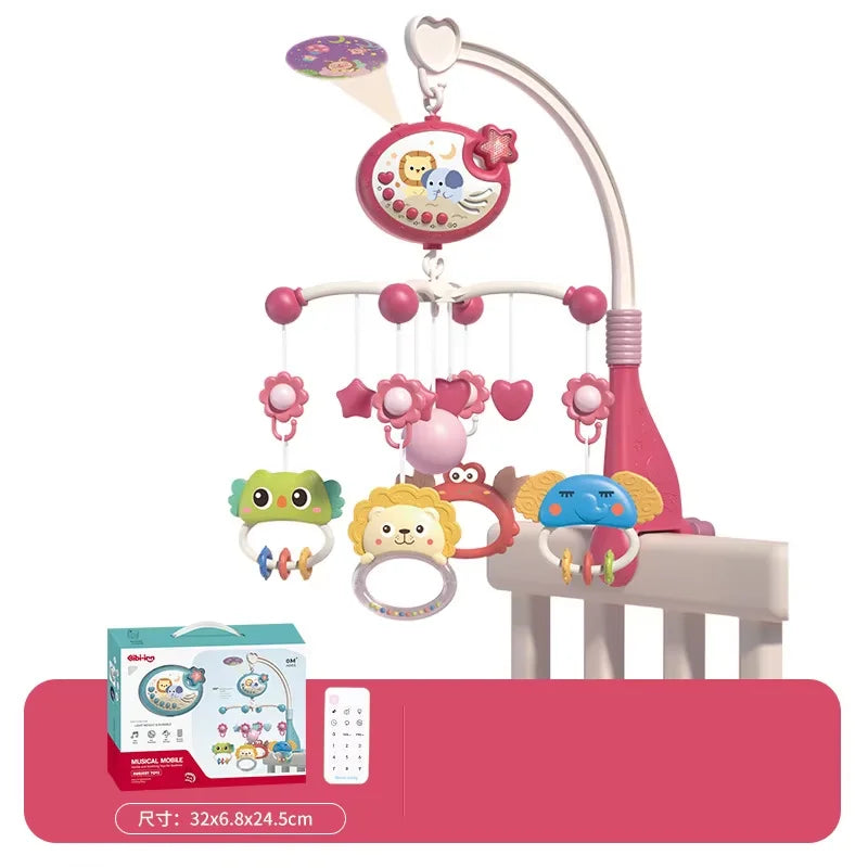 Musical Baby Crib Mobile with Lights Music Projection for Infants Remote Control Crib Toys for Newborn Baby Mobile for Cribs