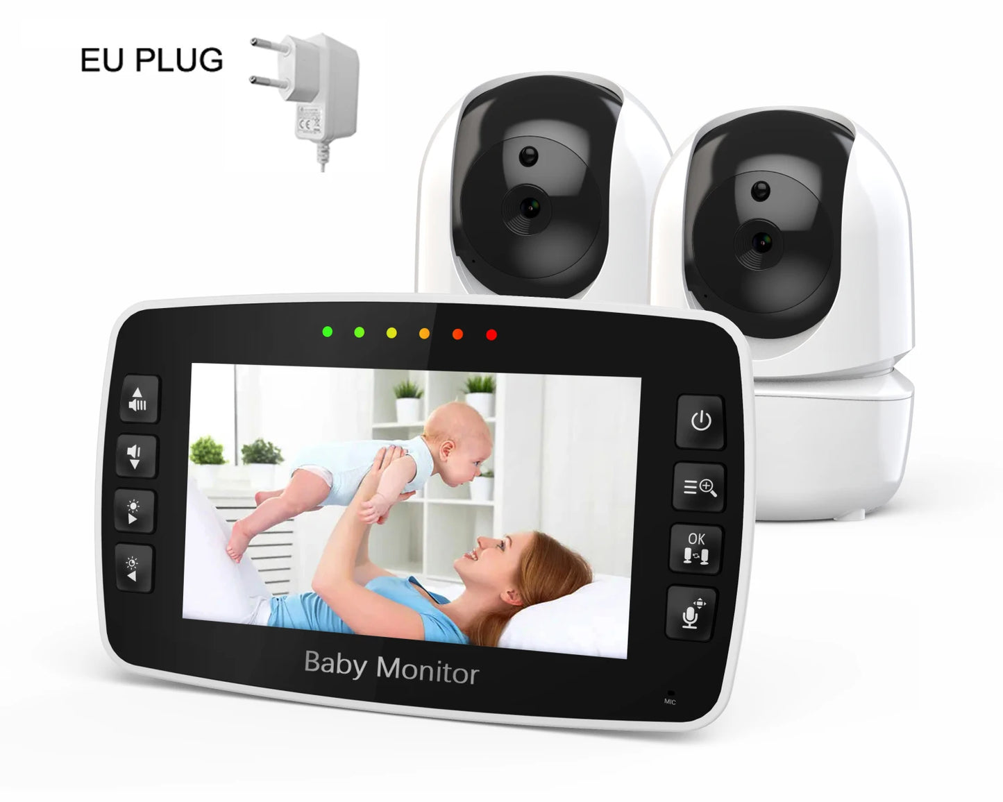 New Baby Monitor Two camera 4.3Inch Wireless With PTZ Camera High Security Camera Night Vision Temperature Monitoring Baby