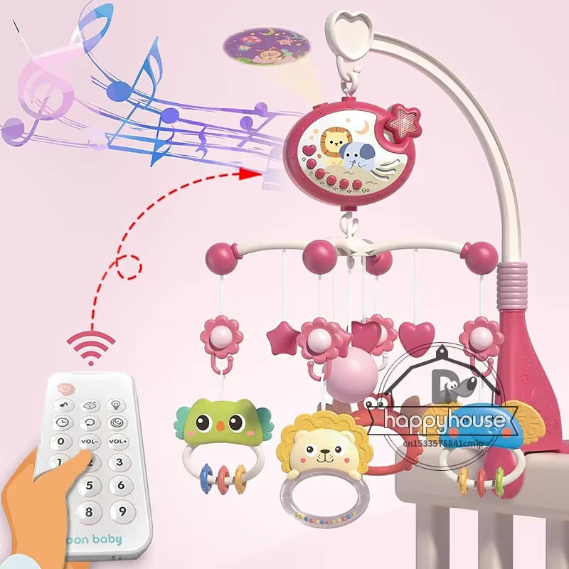 Musical Baby Crib Mobile with Lights Music Projection for Infants Remote Control Crib Toys for Newborn Baby Mobile for Cribs