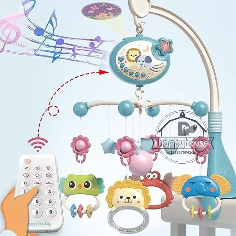 Musical Baby Crib Mobile with Lights Music Projection for Infants Remote Control Crib Toys for Newborn Baby Mobile for Cribs