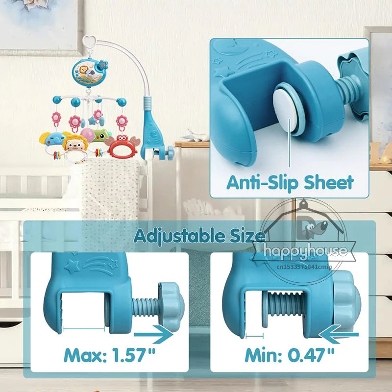 Musical Baby Crib Mobile with Lights Music Projection for Infants Remote Control Crib Toys for Newborn Baby Mobile for Cribs
