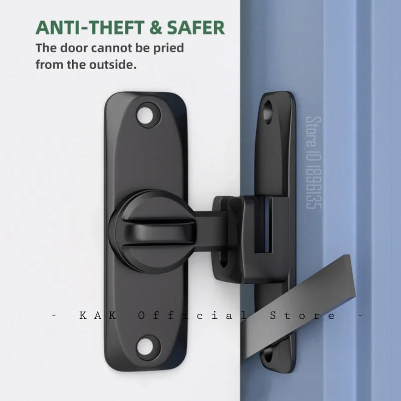 KAK Punch-free Hasp Latch Door Lock Black Cabinet Locks Kids Safety Lock Barn Door Sliding Door Anti-pried Hook Lock Hardware