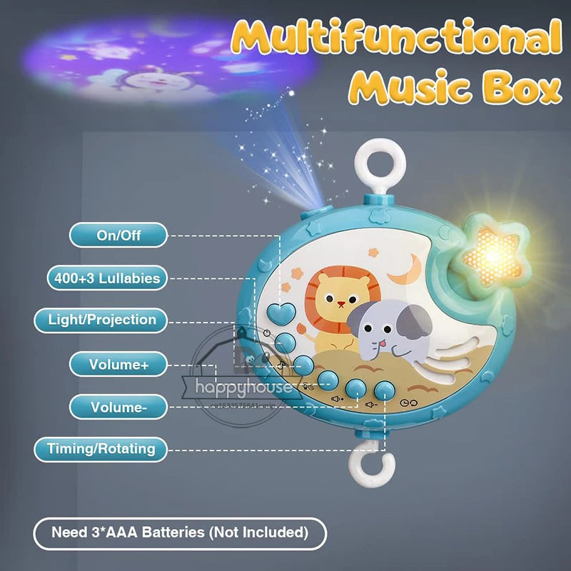Musical Baby Crib Mobile with Lights Music Projection for Infants Remote Control Crib Toys for Newborn Baby Mobile for Cribs